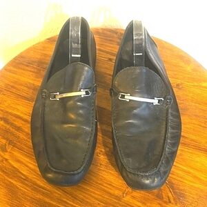 Hugo Boss Mens Black Premium leather Driving loafers Neutral Sz.12